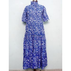 เดรสยาวทรงเอไลน์ลายดอกไม้ งานแฮนด์เมดสไตล์วินเทจ ผ้าฝ้าย 100% เบาสบาย เหมาะสำหรับฤดูร้อน วันหยุด เดินชายหาด งานเลี้ยงสังสรรค์ลำลอง - Product Image 1