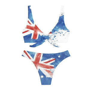 Ensemble de bikini deux pièces sexy avec nœud papillon imprimé avec logo personnalisé, bikinis taille haute, maillots de bain pour femmes, vêtements de plage pour femmes - Product Image 6