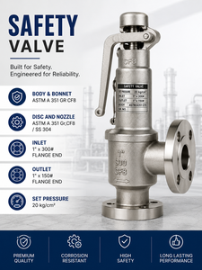 C-Way Stainless Steel CF8 Oil Manual OEM <b>PTFE</b> Set Pressure 20 Kg/cm2 Safety Relief Valve 1 Inch 300 Class Flanged - Product Image 5