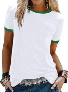 Ropa de mujer, ropa de mujer, camiseta de talla grande, informal, de algodón, textil suave, cuello redondo, gasa para mujer, liso, personalizado, inteligente, Anti - Product Image 5