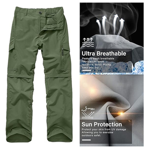 2-in-1 Green Convertible Fishing <b>Trousers</b> Detachable <b>Zip</b>-<b>off</b> <b>Cargo</b> Pants Summer Outdoor Fishing Clothing Hiking Pants - Product Image 5