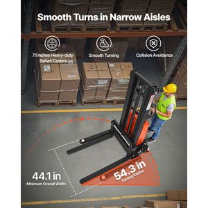 Transpallet Semi-Elettrico con Capacità di Carico di 1500 kg e Altezza di Sollevamento di 244 cm, Attrezzatura per Movimentazione Materiali - Product Image 4