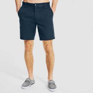 Shorts Bermuda Oxford pour Homme Bleu Marine Taille Mi-Haute Fermeture Boutonnée Décontracté Couleur Unie Tissu Coton Respirant Poches - Product Image 1