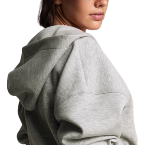 Custom Women's Cropped Full <b>Zip</b> Hoodie Oversized Fleece Drop Shoulder <b>Hooded</b> Sweatshirt Casual Streetwear OEM ODM - Product Image 4