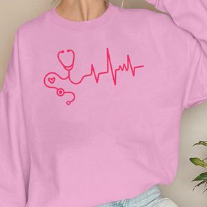 <b>stethoscope</b> with heartbeat waveform women's sweatshirts - Product Image 3