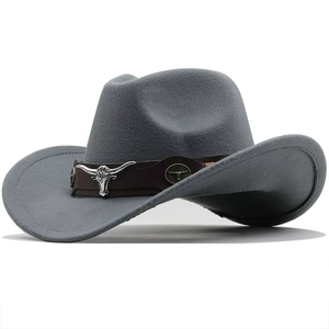 Sombrero Vaquero Occidental de Ala Ancha Liso para Hombre y Mujer, Venta al por Mayor, Económico, en Varios Tamaños, con Decoración de Cinturón de Toro, Logotipo Personalizado Aceptable - Product Image 5