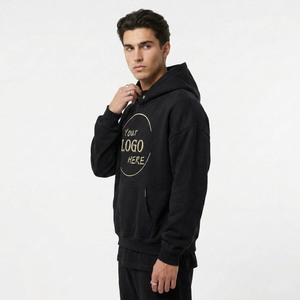Custom Logo Oversized Hoodie <b>Men's</b> 100% Cotton French Terry Casual Streetwear <b>Pullover</b> Autumn Breathable Front Print - Product Image 3