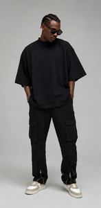 Camiseta Extra Grande de Corte Cuadrado y Tejido Grueso de 300 g/m² |   Camiseta Urbana de 2 Paneles |   Camiseta Personalizada con Estampado 3D en Relieve para Hombre, Venta al por Mayor OEM - Product Image 3