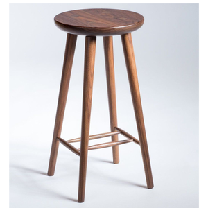 Elegant Contemporary Solid Teak Wood Circular Counter <b>Stool</b> - Product Image 1