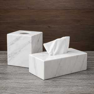 Contemporary White Marble Tissue <b>Box</b> Cover Modern Decorative Tissue Holder for Home Bathroom Hotel Office - Product Image 1