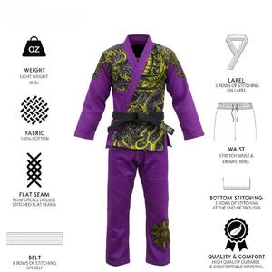 Kimono de BJJ Morado con Estampado de Dragón Amarillo, 100% Poliéster, Unisex, para Adultos, Ropa de Artes Marciales, Impresión por Sublimación, Corte Regular - Product Image 4