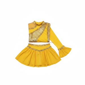 Majorette Dancewear Women Adult Cheerleader Uniform Lightweight Customizable Team Sequined Bodysuit <b>Skirt</b> Set Sparkly - Product Image 6
