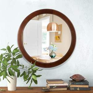 Espejo de Pared Rústico con Marco de Madera de Nogal, Estilo Rústico para Baño, Dormitorio, Sala de Estar, Entrada - Product Image 6