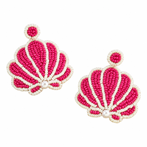 Boucles d'oreilles pendantes florales brodées à la main avec des fleurs roses, des feuilles vertes perlées et des centres jaunes - Product Image 2