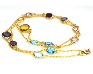 Collier station plaqué or multi-pierres précieuses Aurora - Product Image 2