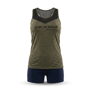 women's mesh zoned tank top and compression shorts pickleball courtwear kit aero ventilation moisture wicking summer activewear - Product Image 1