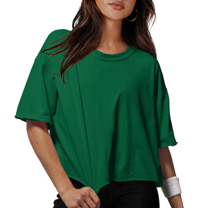 Crop top confortable pour femmes grandes tailles - Design uni printemps 100% coton biologique personnalisable respirant service OEM - Product Image 3