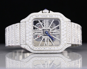 Reloj de acero inoxidable automático alto Iced VVS Clarity Moissanite Diamond Antique Luxury Business ETA Movement Glass Exported - Product Image 1