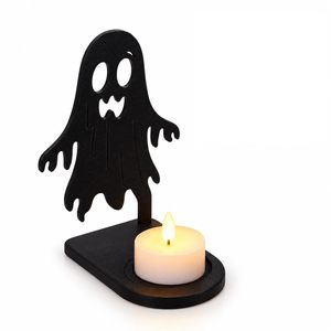 Black Iron Halloween <b>Pumpkin</b> Tea <b>Light</b> Candle Holder With Flameless LED Candle <b>For</b> Halloween Home Decorations - Product Image 6