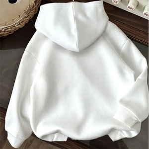 เสื้อฮู้ดสีขาวปักลายดอกไม้ด้วยมือ ทรงโอเวอร์ไซส์ สไตล์ลำลอง ผ้าถักนิตติ้ง คอตตอน ยูนิเซ็กส์ เหมาะสำหรับใส่ในฤดูใบไม้ร่วง Luxe Enterprises M7285 - Product Image 2