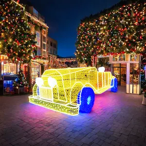 Penjualan pabrik pabrik berbagai jenis aplikasi bahan lampu motif Led 3D lampu kereta Natal bercahaya stasiun luar ruangan