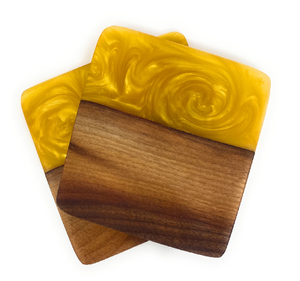 Sous-verre en bois et résine de qualité supérieure, résine époxy blanche, carré, couleur bois naturel, sous-verre pour tasse à café - Product Image 5