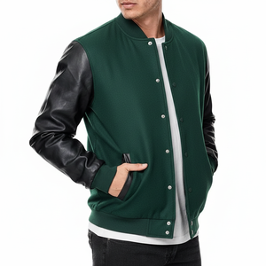 High Quality Embroidery Bomber Jacket Men Custom Logo Patch Letterman Jacket Baseball Jacket <b>winter</b> jacket button up - Product Image 1