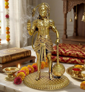 Ídolo de Hanuman de latón 100% de Jaipur Metals |   Estatua Religiosa Moderna para el Hogar u Oficina |   6.5x4x6 cm |   Pooja y Regalo - Product Image 1