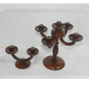 Ensemble de 2 grands porte-bougie en bois d'acacia avec un design traditionnel, parfait pour une décoration élégante de la maison, objet de décoration de table BY MULTI CRAFT - Product Image 6