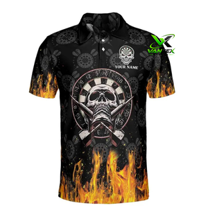 เสื้อโบว์ลิ่งผู้ชาย VIANTEX แบบสั่งทำพิเศษ พิมพ์ลายหัวกะโหลกด้วยความร้อน แห้งเร็ว ผลิตจากผ้าโพลีเอสเตอร์ถัก แขนสั้น สวมใส่สบาย - Product Image 3
