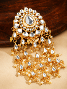Elegante Cadena para el Cabello de Novia Chapada en Oro con Adornos de Perlas para Boda, Accesorio de Joyería para el Cabello de Mujer - Product Image 3