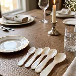 Mother of Pearl Spoon Vietnam Length 7CM Handmade Natural Shell Tableware for Restaurant Supply <b>Cheap</b> Price Bulk Order - Product Image 4