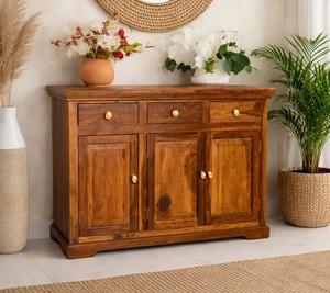 Pindel Handicraft Indian Solid wood Wooden Console Table & <b>Sideboard</b> 45 Inch Credenza Traditional Home Furniture - Product Image 1