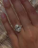 Bague de fiançailles en or massif 14K 18K avec diamant ovale 3,70 carats couleur DEF clarté VS+ et halo caché, solitaire, diamant de laboratoire IGI, vente en gros