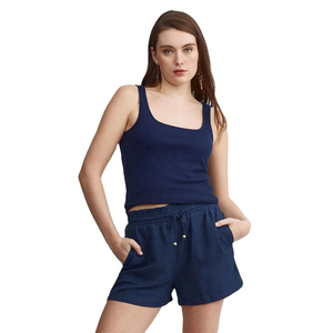 Camisetas sin mangas de diseño personalizado para mujer, ajustadas, de algodón acanalado, con cuello alto, para gimnasio y uso diario. - Product Image 6