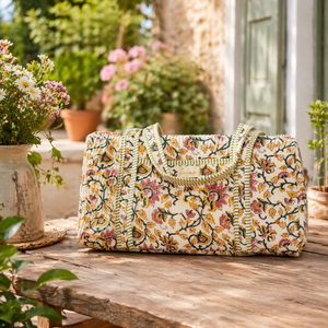 Bolsa de Viaje Acolchada de Algodón con Estampado Floral Paisley, Bolsa de Deporte de Gran Capacidad, Bolso de Mano Elegante para Fin de Semana - Product Image 1