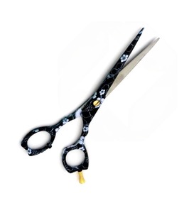 กรรไกรตัดผมมืออาชีพ ใบมีดสแตนเลส ด้ามเซรามิก สำหรับคนถนัดขวา กรรไกรซอยผม ใช้ในร้านเสริมสวย สีดำ บรรจุในกล่องกระดาษ - Product Image 1