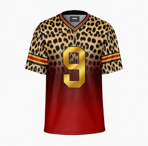 เสื้อฟุตบอลอเมริกันลายพรางสำหรับผู้ชาย คอวี แขนสั้น ระบายเหงื่อได้ดี พิมพ์ลายแบบซับลิเมชั่น - Product Image 2