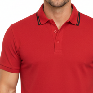 Polo homme noir de haute qualité avec col rayé blanc, coupe ajustée, séchage rapide, décontracté, manches courtes, pour l'été - Product Image 3