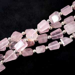 Cuentas facetadas de cuarzo rosa al por mayor, pepitas sueltas de cuarzo rosa en forma de cuentas de 5x7-6x8MM, 8 pulgadas para la fabricación de joyas - Product Image 2