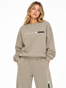 Conjunto de Sudadera Gruesa y Pantalones Jogger con Puños Elásticos para Mujer al por Mayor, Sudadera con Capucha a Juego, Cuello Redondo, Ropa Deportiva Personalizada OEM - Product Image 4