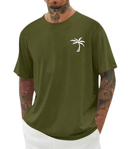 Camiseta de manga corta para hombre, 100% algodón, tejido transpirable, diseño liso, cuello redondo, corte holgado, camiseta de verano - Product Image 1