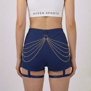 Women's Mid Waist Yoga Shorts Chain <b>Booty</b> Dance Cheeky Hot Pants Gym Workout Active Butt Lifting Skinny Fit Solid Sporty Canvas - Product Image 2