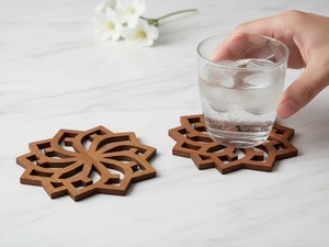 Celtic Knot Laser Cut Solid Wood Coaster Handcrafted Heat Resistant Drink Mat Rustic <b>Table</b> <b>Protector</b> Coffee Tea Glass Holder - Product Image 5