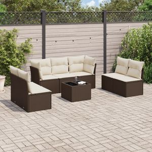 Ensemble de salon de jardin en rotin PE brun 8 pièces avec pieds réglables, élégant ensemble de jardin 8 pièces - Product Image 1