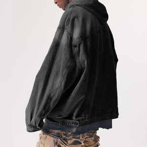 Vente en gros Sweat à capuche pour homme, design personnalisé, effet vieilli, strass, délavé à l'acide, coupe oversize, streetwear, fermeture éclair intégrale, hiver, 100% coton, ODM - Product Image 4