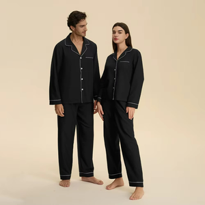 New Design Bamboo Cotton Men's Pajama Set Loungewear <b>Pyjamas</b> Adult Comfy Lounge Wear Set <b>Pyjamas</b> Couple Sleepwear Set - Product Image 2