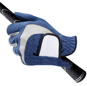Gant de golf droitier 2026 en cuir véritable bleu et blanc, antidérapant, à enfiler, unisexe, coupe sport - Product Image 2