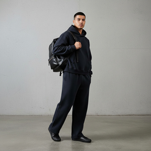 Ensemble 2 pièces streetwear homme poids moyen, logo brodé, 100% coton, sérigraphié, vente en gros fabricant OEM - Product Image 2