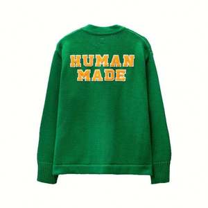 Men's V-neck Wool Acrylic <b>Cardigan</b> Full Sleeve Button Closure Autumn Style Letter Pattern Custom University-inspired Embroiderd - Product Image 3
